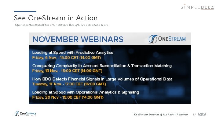 See One. Stream in Action Experience the capabilities of One. Stream through live demos