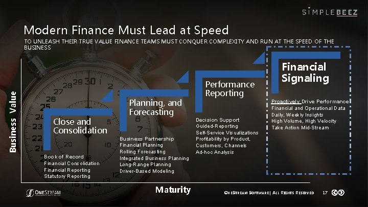 Modern Finance Must Lead at Speed Business Value TO UNLEASH THEIR TRUE VALUE FINANCE