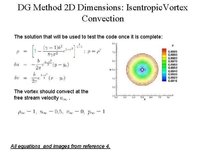 DG Method 2 D Dimensions: Isentropic. Vortex Convection The solution that will be used