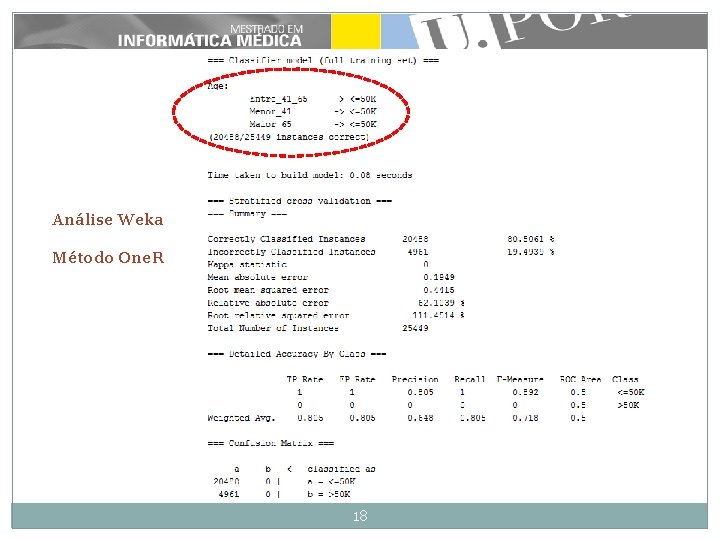 Análise Weka Método One. R 18 Análise Weka Método One. R 18