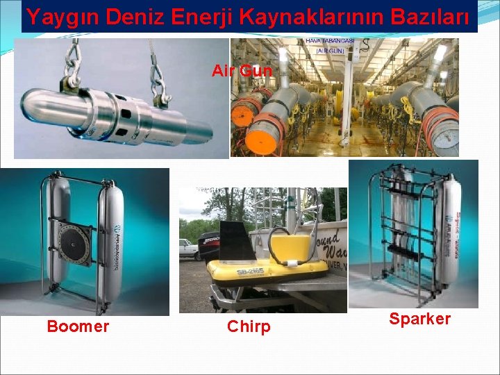 Yaygın Deniz Enerji Kaynaklarının Bazıları Air Gun Boomer Chirp Sparker 