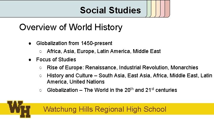 Social Studies Overview of World History ● Globalization from 1450 -present ○ Africa, Asia,