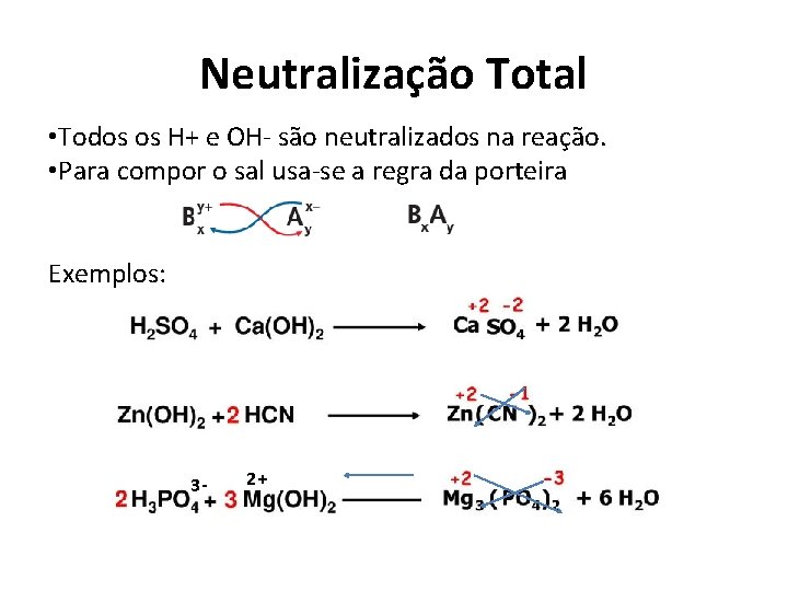 Neutralização Total • Todos os H+ e OH- são neutralizados na reação. • Para