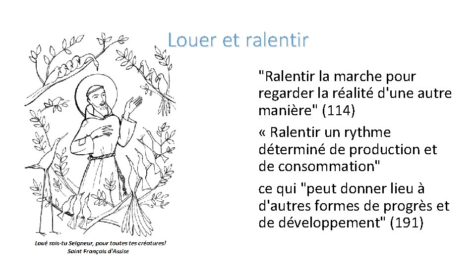 Louer et ralentir "Ralentir la marche pour regarder la réalité d'une autre manière" (114)