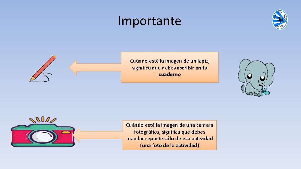 Importante Cuándo esté la imagen de un lápiz, significa que debes escribir en tu