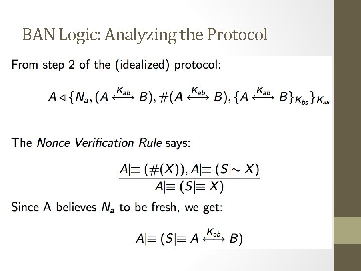 BAN Logic: Analyzing the Protocol BAN Logic: Analyzing the Protocol