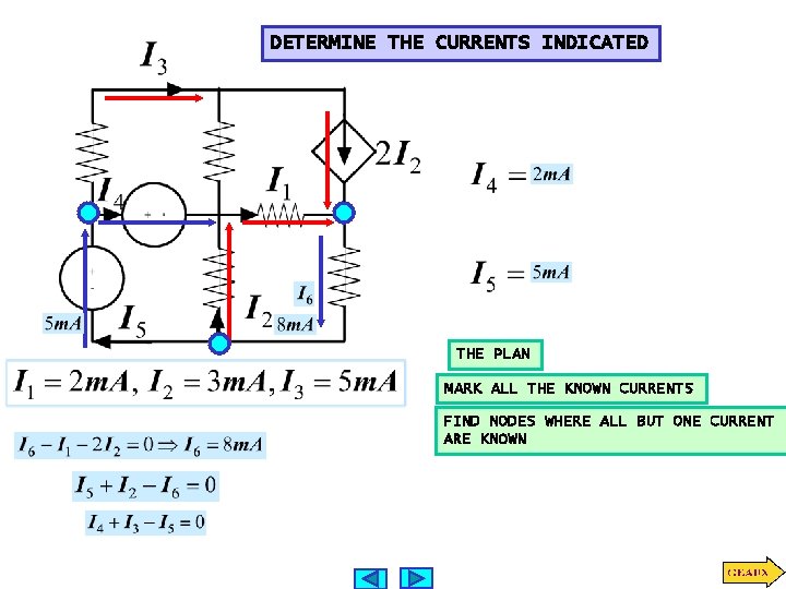 DETERMINE THE CURRENTS INDICATED THE PLAN MARK ALL THE KNOWN CURRENTS FIND NODES WHERE