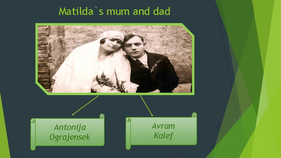 Matilda`s mum and dad Antonija Ograjensek Avram Kalef Matilda`s mum and dad Antonija Ograjensek Avram Kalef