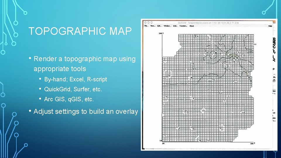 TOPOGRAPHIC MAP • Render a topographic map using appropriate tools • • • By-hand;