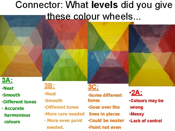 Connector: What levels did you give these colour wheels. . . 3 A: •