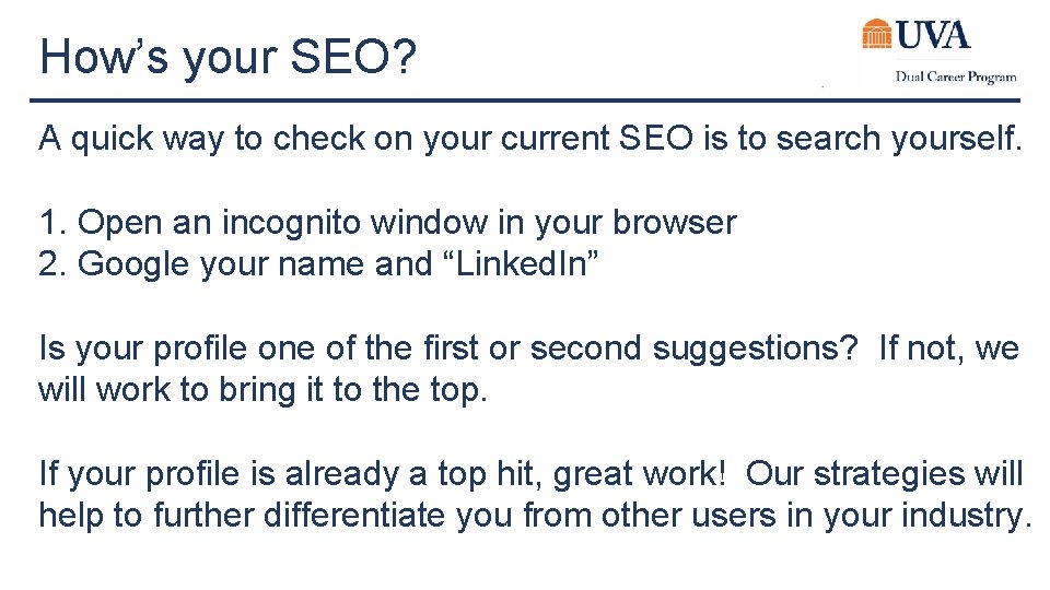 How’s your SEO? A quick way to check on your current SEO is to