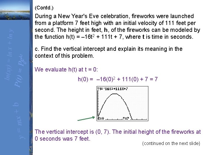 (Contd. ) During a New Year's Eve celebration, fireworks were launched from a platform
