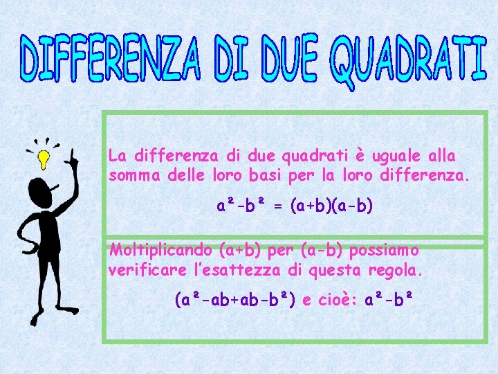 La differenza di due quadrati è uguale alla somma delle loro basi per la