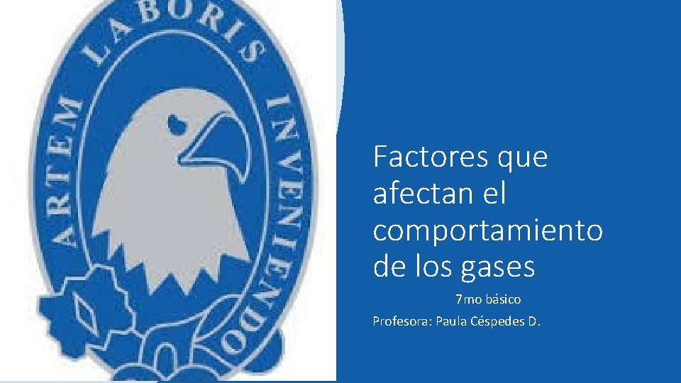 Factores que afectan el comportamiento de los gases 7 mo básico Profesora: Paula Céspedes