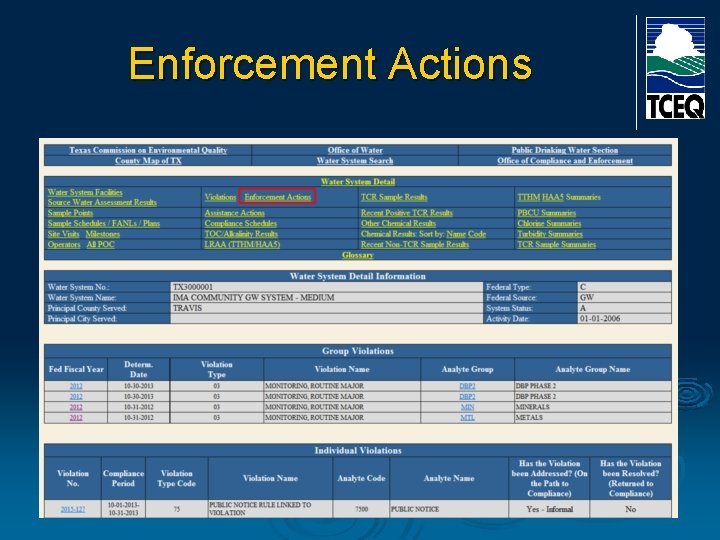 Enforcement Actions 