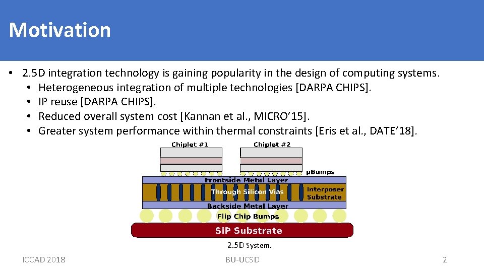 Motivation • 2. 5 D integration technology is gaining popularity in the design of