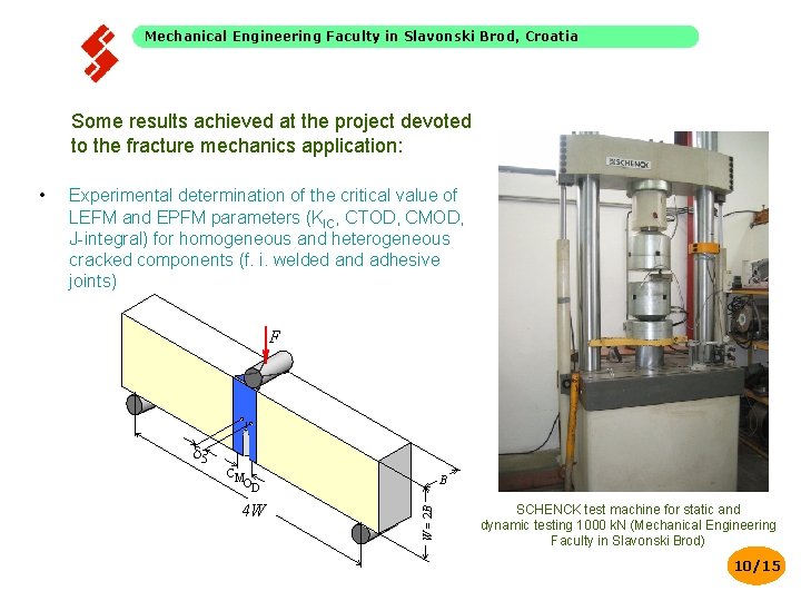 Mechanical Engineering Faculty in Slavonski Brod, Croatia Some results achieved at the project devoted