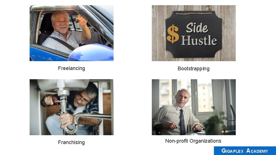 Freelancing Bootstrapping Franchising Non-profit Organizations GIGAPLEX ACADEMY 