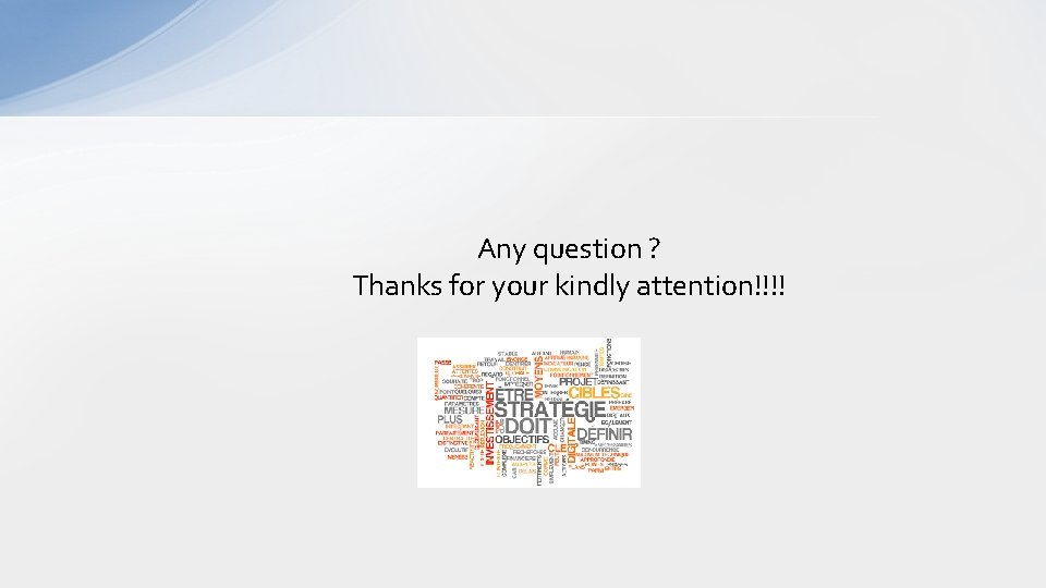 Any question ? Thanks for your kindly attention!!!! 