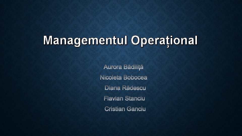 Managementul Operațional 