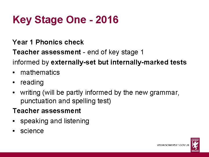 Key Stage One - 2016 Year 1 Phonics check Teacher assessment - end of
