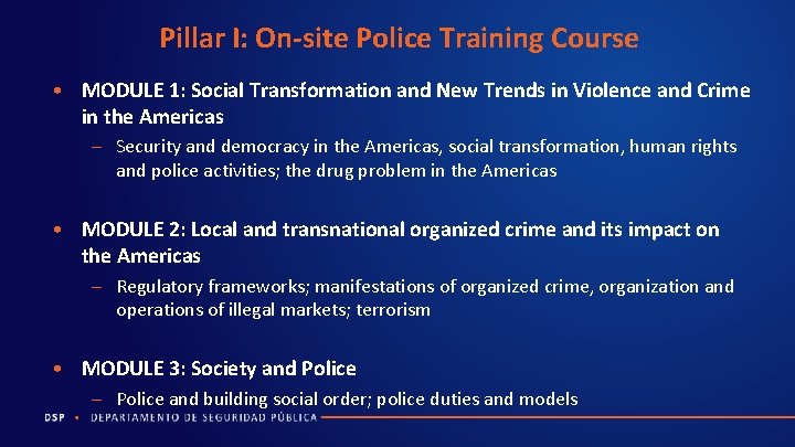 Pillar I: On-site Police Training Course • MODULE 1: Social Transformation and New Trends