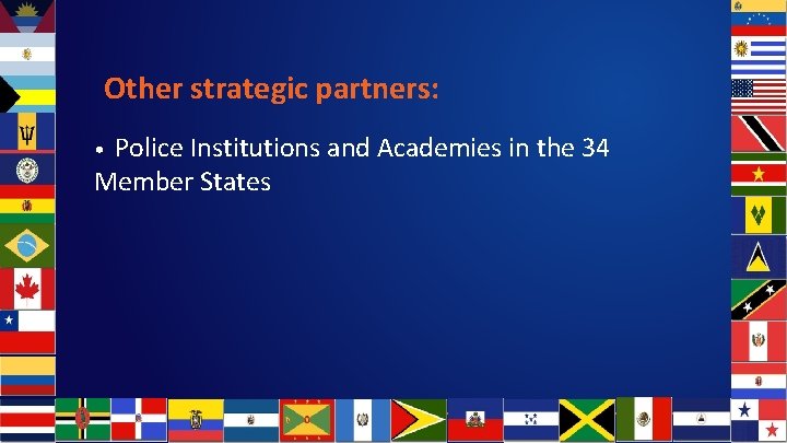 Other strategic partners: Police Institutions and Academies in the 34 Member States • 