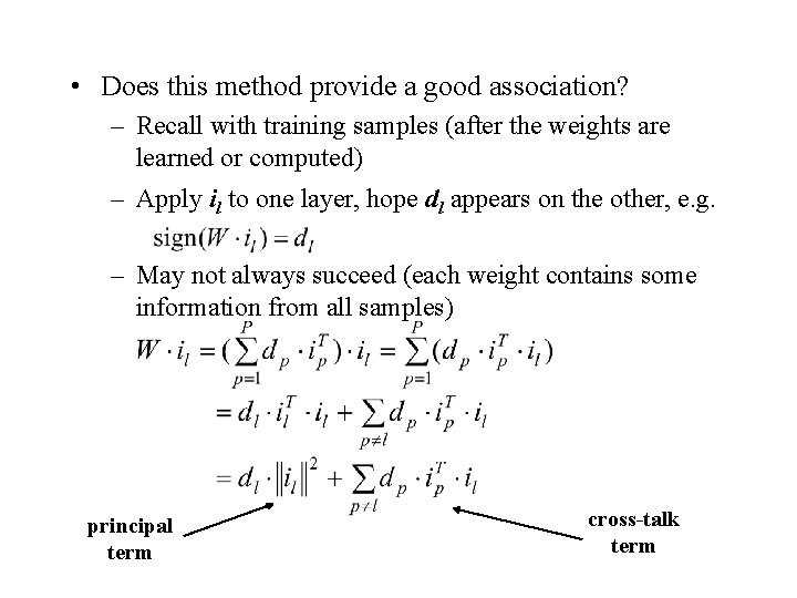  • Does this method provide a good association? – Recall with training samples