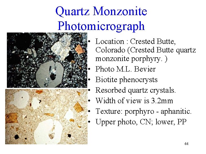 Quartz Monzonite Photomicrograph • Location : Crested Butte, Colorado (Crested Butte quartz monzonite porphyry.