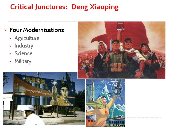 Critical Junctures: Deng Xiaoping ▶ Four Modernizations ▶ ▶ Agriculture Industry Science Military 