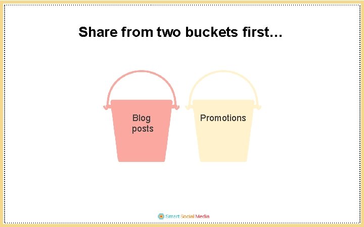 Share from two buckets first… Blog posts Promotions 