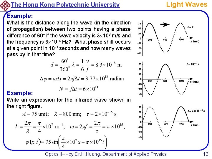 The Hong Kong Polytechnic University Light Waves Example: What is the distance along the