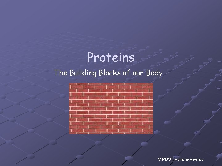 Proteins The Building Blocks of our Body © PDST Home Economics 