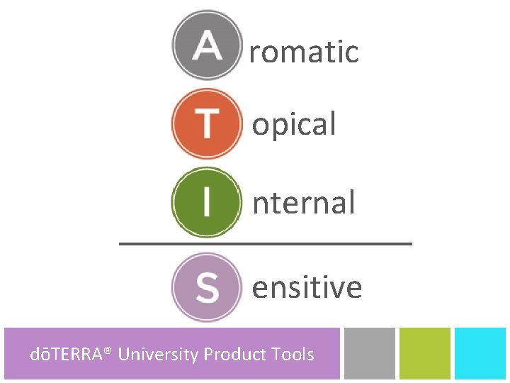 romatic opical nternal ensitive dōTERRA® University dōTERRA® Product Tools 