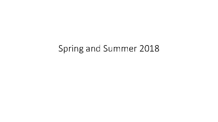 Spring and Summer 2018 Spring and Summer 2018