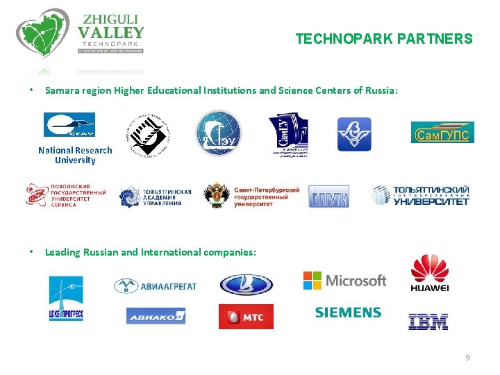 TECHNOPARK PARTNERS • Samara region Higher Educational Institutions and Science Centers of Russia: National