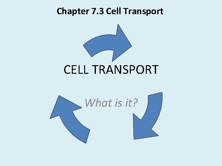 Chapter 7. 3 Cell Transport CELL TRANSPORT What is it? 