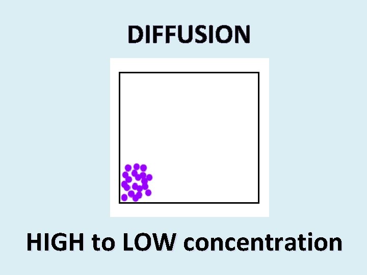 DIFFUSION HIGH to LOW concentration 