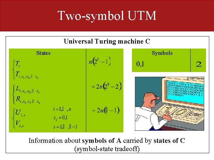 Two-symbol UTM Universal Turing machine C States Symbols Information about symbols of A carried