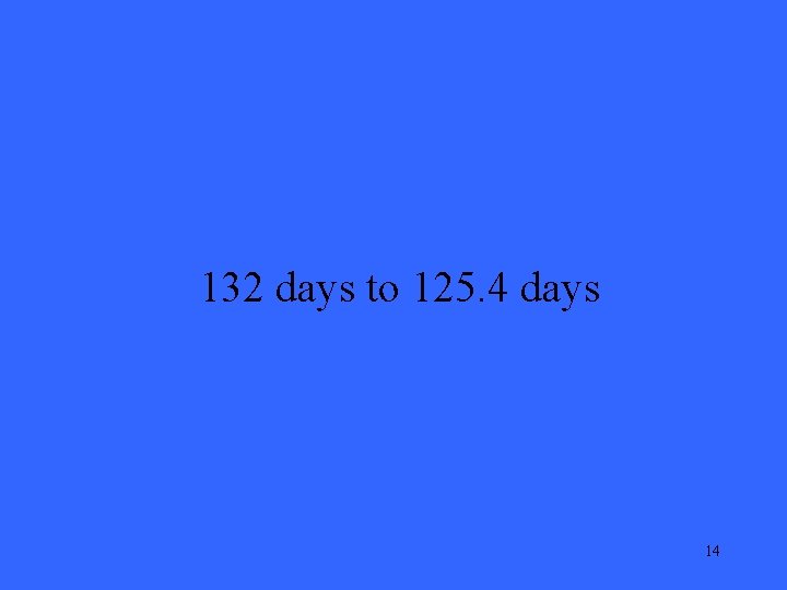 132 days to 125. 4 days 14 