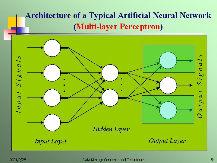 Architecture of a Typical Artificial Neural Network (Multi-layer Perceptron) . . . Hidden Layer