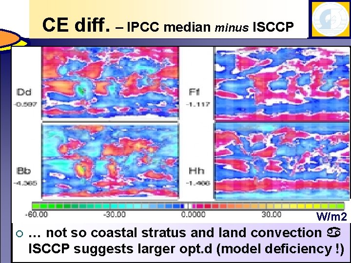 CE diff. – IPCC median minus ISCCP W/m 2 ¡ … not so coastal