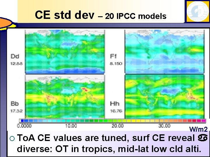 CE std dev – 20 IPCC models ¡ To. A W/m 2 CE values