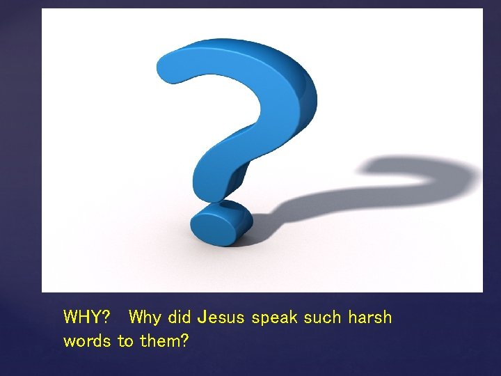 WHY? Why did Jesus speak such harsh words to them? 