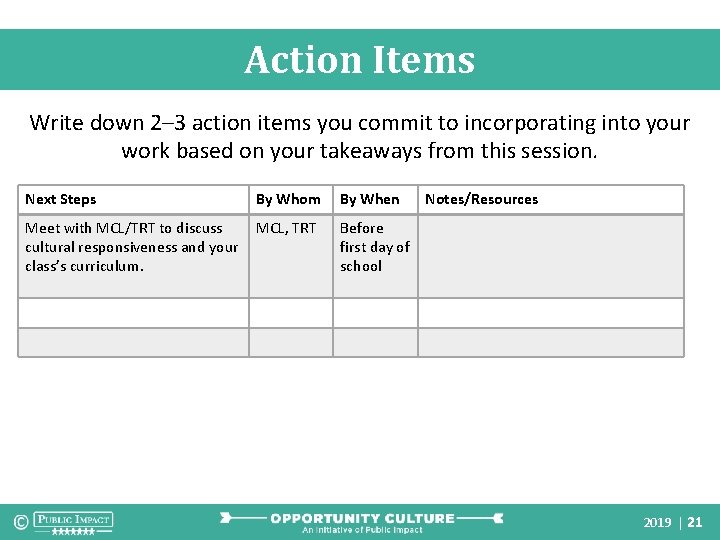Action Items Write down 2– 3 action items you commit to incorporating into your Action Items Write down 2– 3 action items you commit to incorporating into your