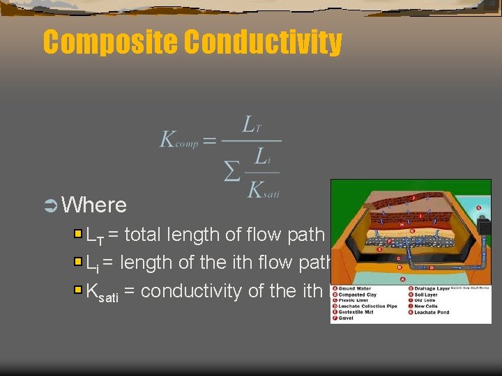 Composite Conductivity Ü Where LT = total length of flow path Li = length