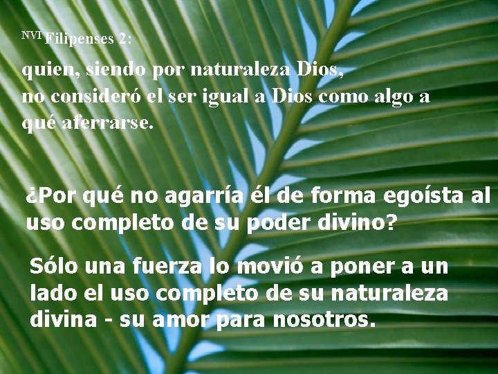 NVI Filipenses 2: quien, siendo por naturaleza Dios, no consideró el ser igual a
