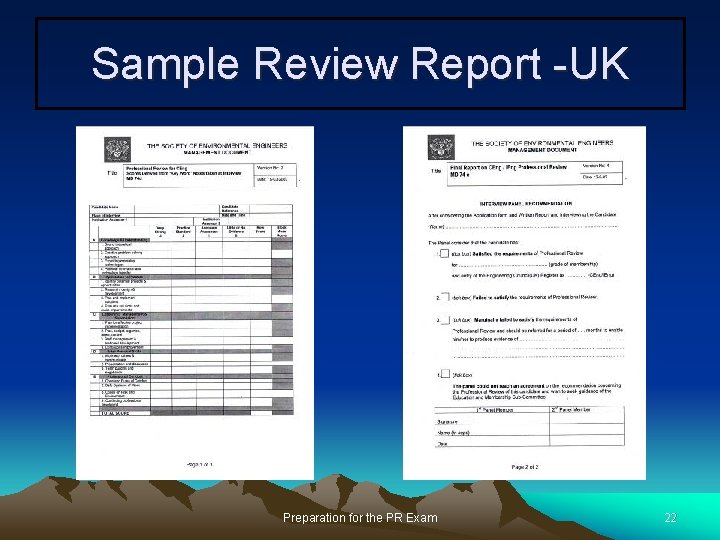 Sample Review Report -UK Preparation for the PR Exam 22 