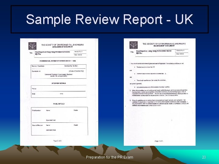Sample Review Report - UK Preparation for the PR Exam 23 