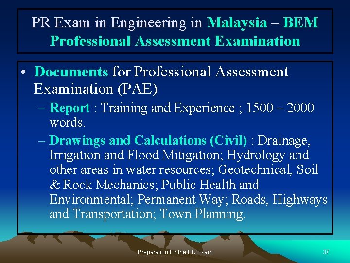 PR Exam in Engineering in Malaysia – BEM Professional Assessment Examination • Documents for